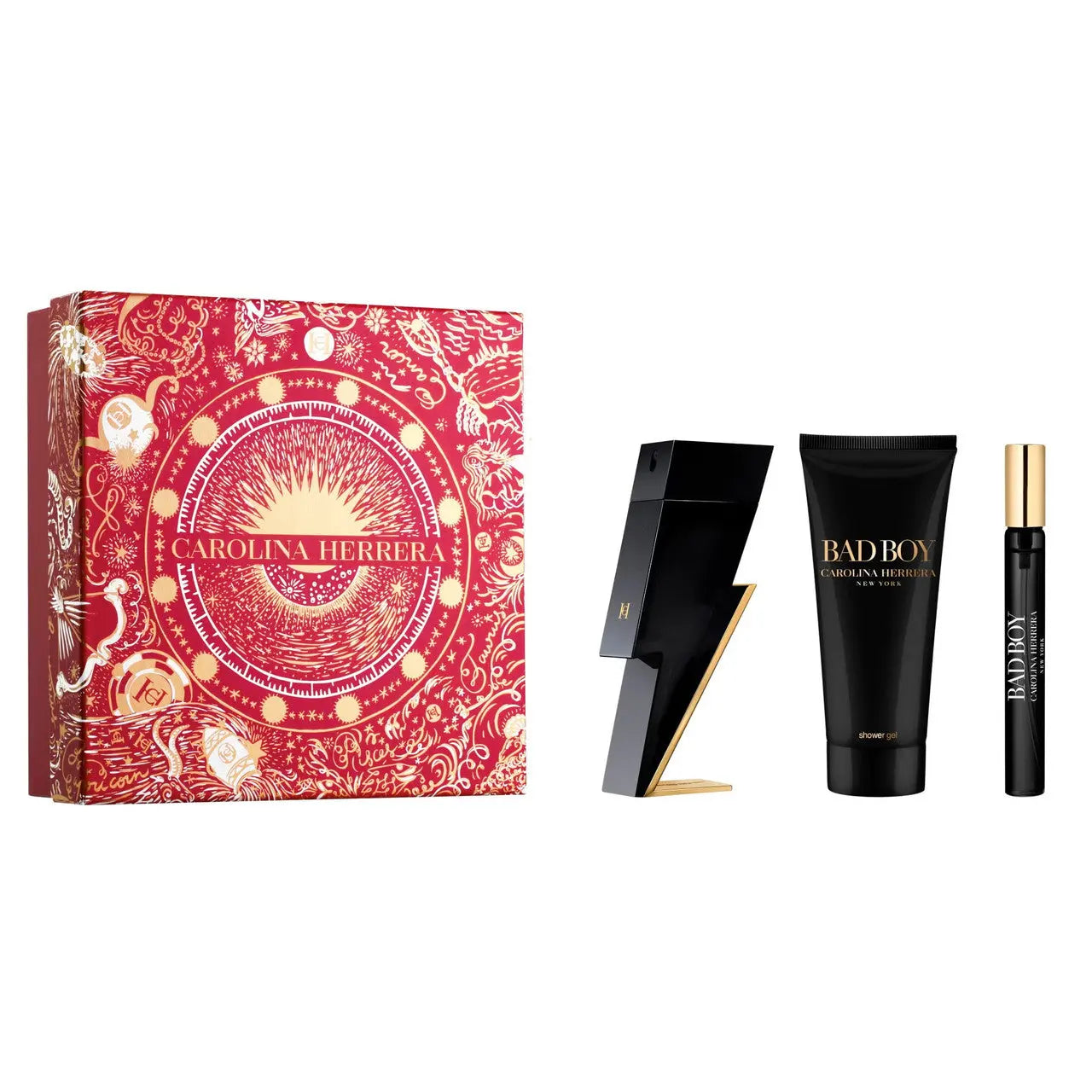 Carolina Herrera Bad Boy 3 Pcs Set: 3.4 Eau De Toilette Spray + 0.33 Oz Eau De Toilette Spray + 3.4 Shower Gel Carolina Herrera