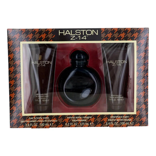 Halston Z-14 3 Pcs Set For Men: 4.2 Cologne Spray + 3.4 Aftershave Balm + 3.4 Hair & Body Wash Halston