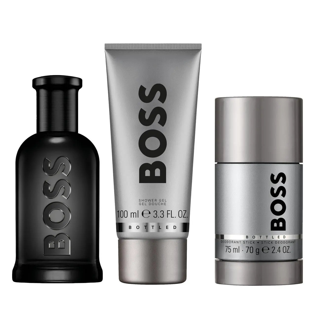 Hugo Boss Bottled Parfum 3 Pcs Set For Men: 3.3 Parfum Spray + 3.3 Shower Gel + 2.4 Deodorant Stick Hugo Boss