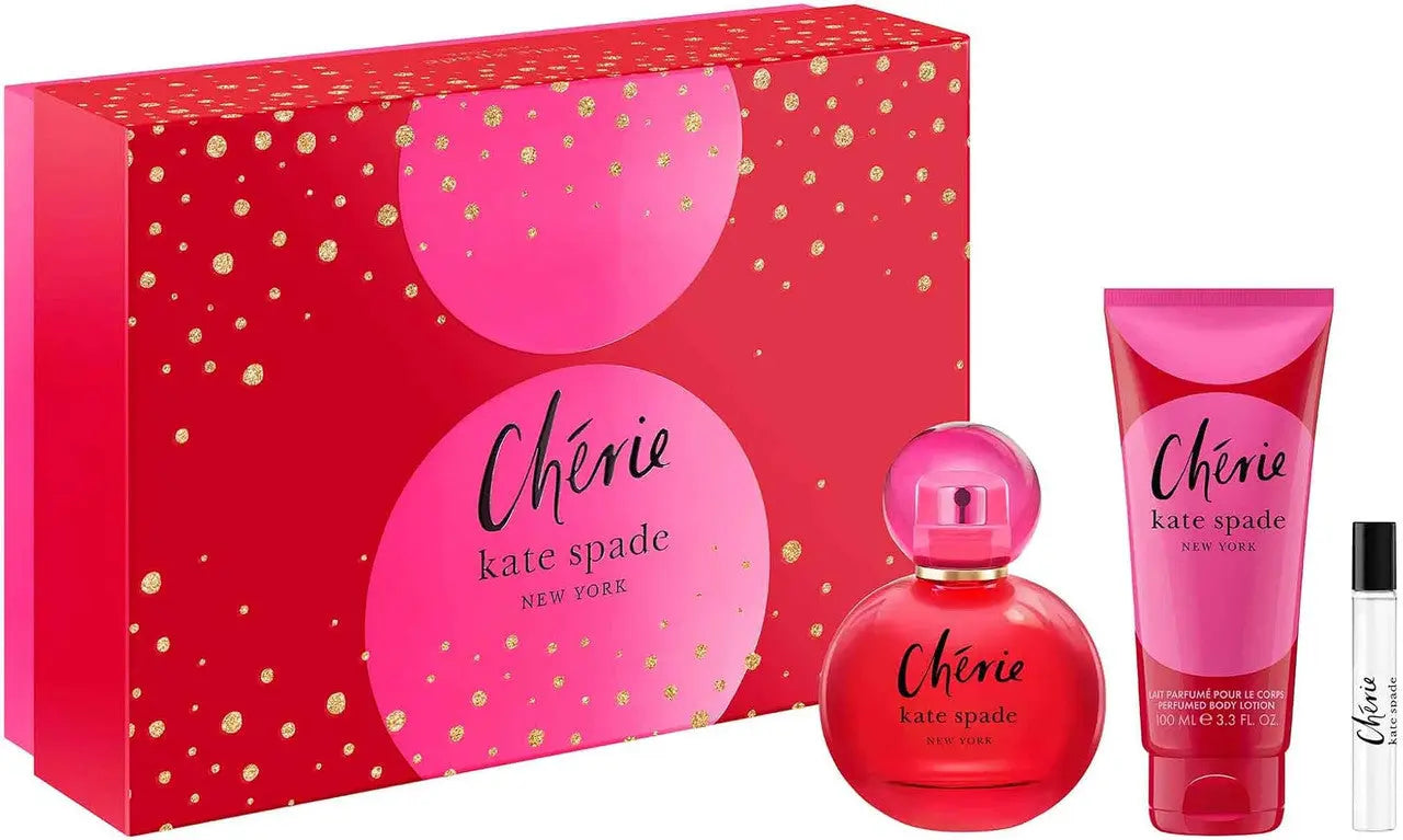 Kate Spade Cherie 3 Pcs Set For Women: 3.3 Eau De Parfum Spray + 0.25 Eau De Parfum Spray + 3.3 Body Lotion Kate Spade