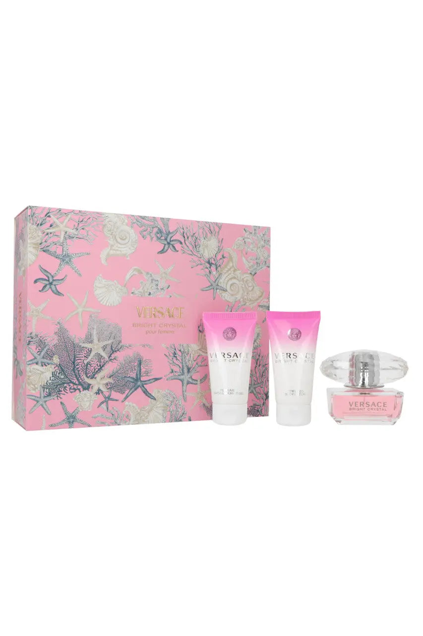 Versace Bright Crystal 3 Pcs Set For Women: 1.7 Eau De Toilette Spray + 1.7 Body Lotion + 1.7 Bath & Shower Gel Versace