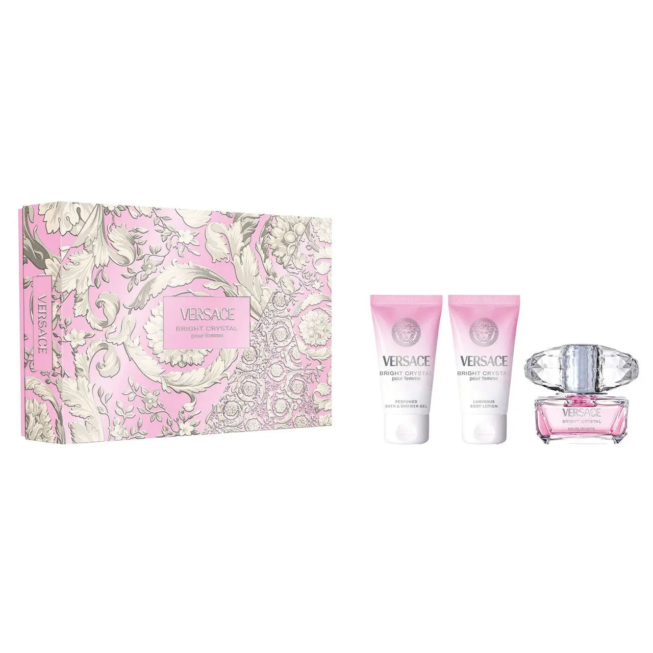 Versace Bright Crystal 3 Pcs Set For Women: 1.7 Eau De Toilette Spray + 1.7 Bath & Shower Gel + 1.7 Body Lotion Versace