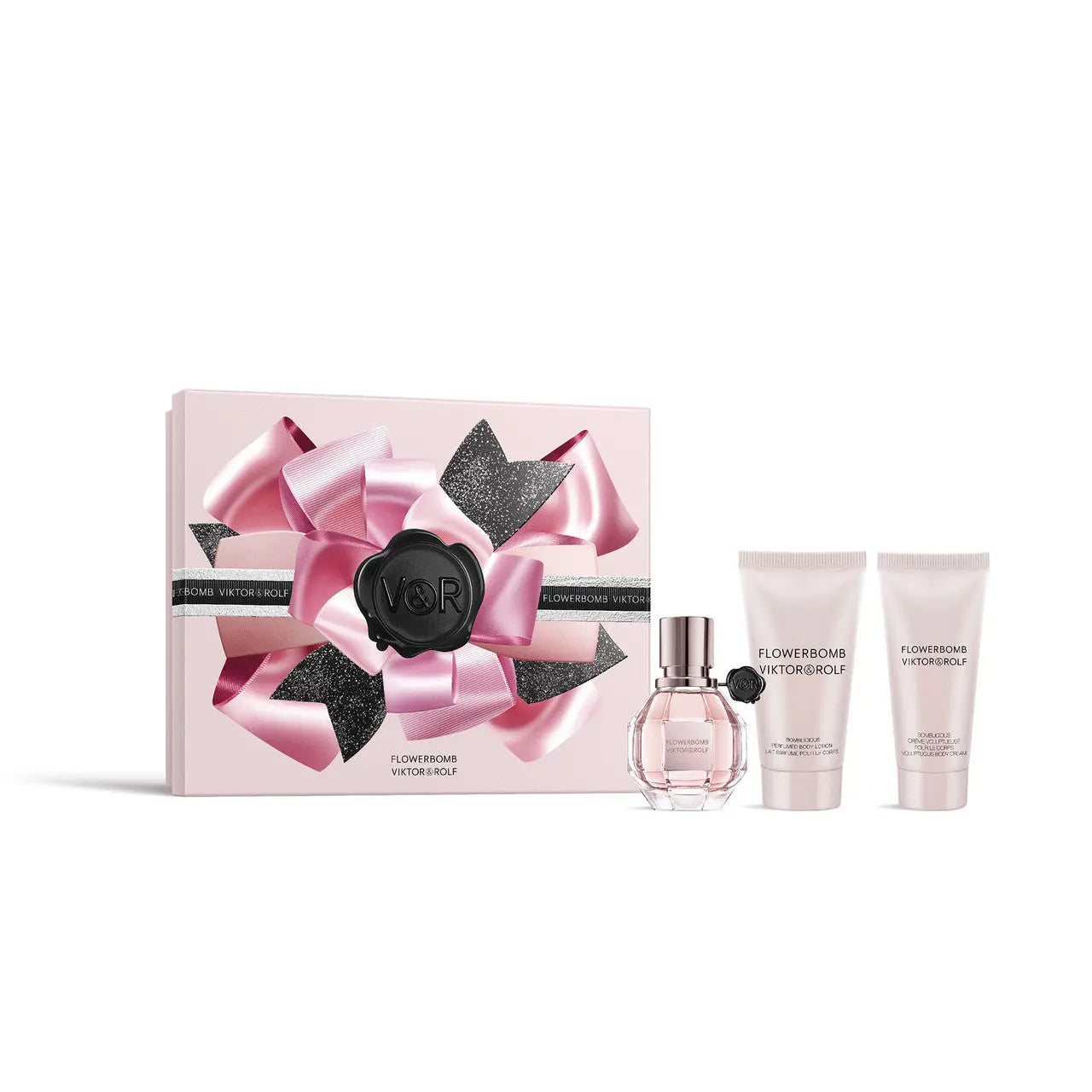 Flowerbomb 3 Pcs Set For Women: 1 Oz Eau De Parfum Spray + Bomblicious 1.7 Body Lotion + Bomblicious 1.36 Body Cream Viktor and Rolf