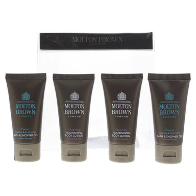 Molton Brown 4 Piece Gift Set: 2 x Coastal Cypress  Sea Fennel Body Wash 30ml - 2 x Ylang Ylang Body Lotion 30ml Molton Brown