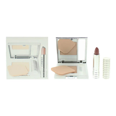 Clinique 2 Piece Gift Set: Superpowder Double Face Powder 02 Matte Beige - Long Last Lipstick 12 Blushing Nude Clinique