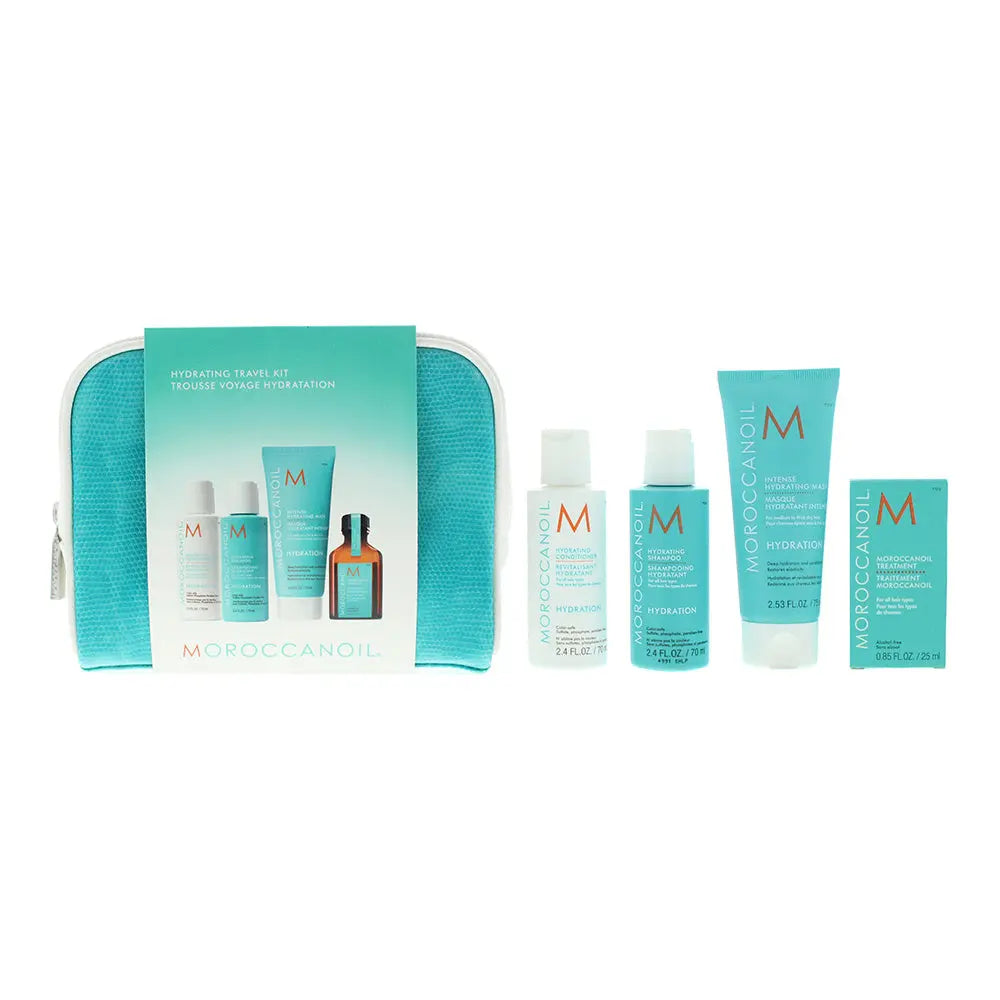 Moroccanoil 5 Piece Gift Set: Hair Oil Treatment 25ml - Hydrating Shampoo 70ml - Hydrating Conditioner 70ml - Intense Hydrating Mask 75ml - Pouch Moroccanoil