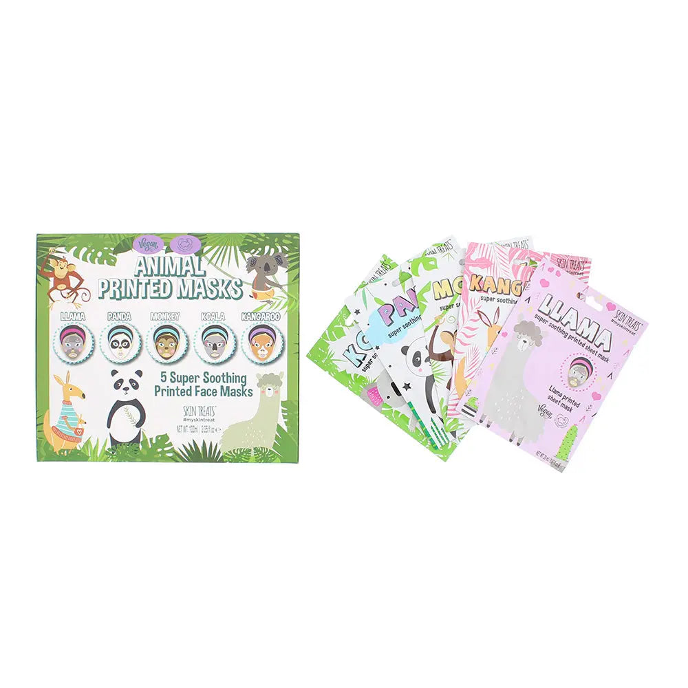 Skin Treats 5 Piece Printed Sheet Mask 5 Designs Gift Set Skin Treats