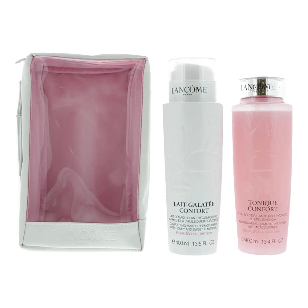 Lancôme Galantée Confort 3 Piece Gift Set:  Make-Up Remover Milk 400ml - Toner 400ml - Bag Lanc?Me