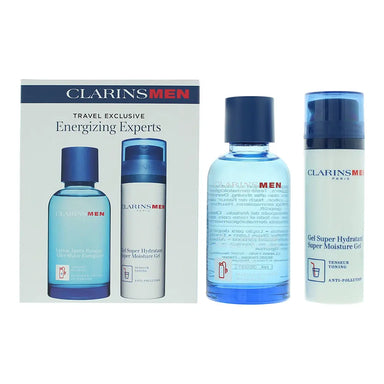 Clarins Men Energizing Experts 2 Piece Gift Set: Aftershave Energizer 100ml - Super Moisture Gel 50ml Clarins