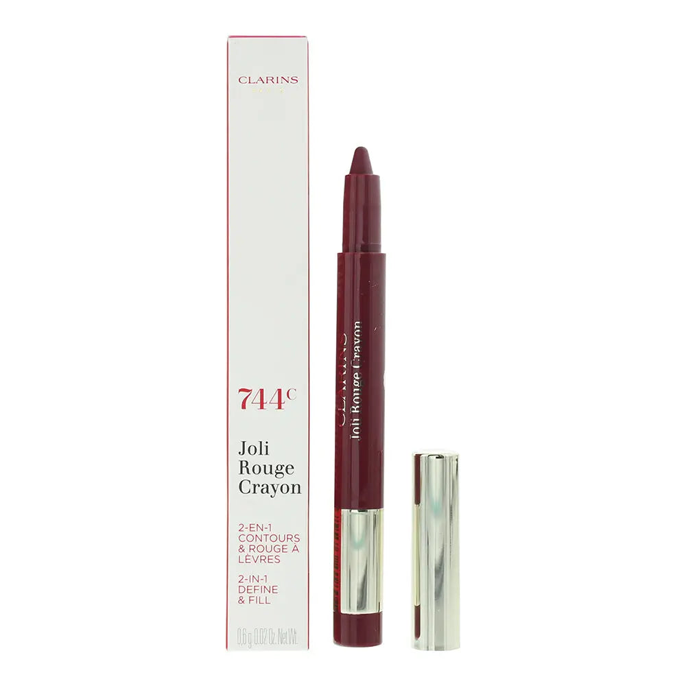 Clarins Joli Rouge 2 In 1 Define  Fill 744C Plum Lip Crayon 0.6g Clarins