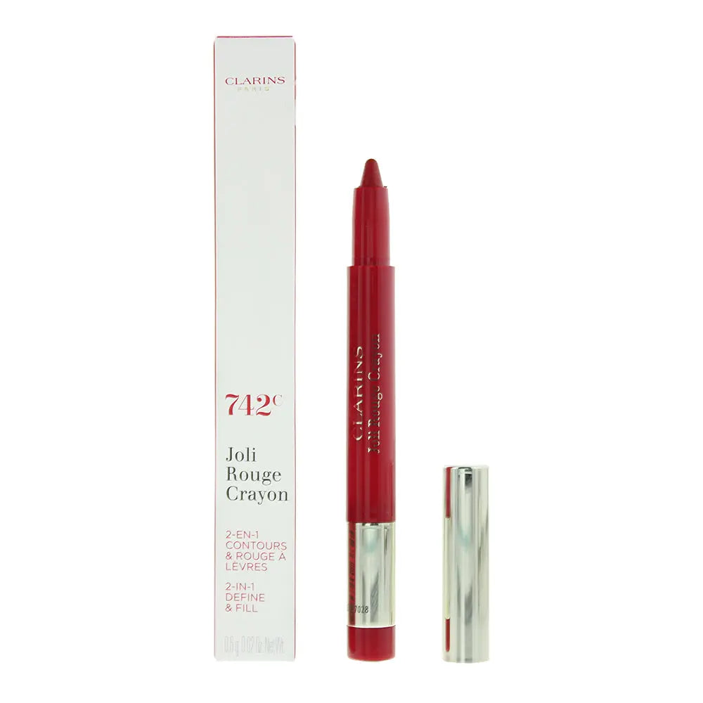 Clarins Joli Rouge 2 In 1 Define  Fill 742C Joli Rouge Lip Crayon 0.6g Clarins