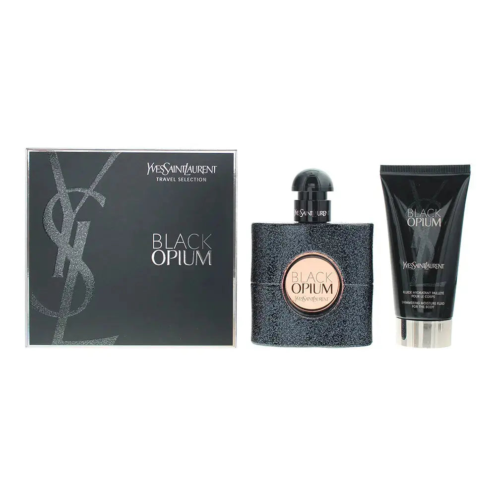 Ysl Black Opium 2 Pcs Set: 1.6 Eau De Parfum Spray + 1.6 Shimmering Body Lotion Yves Saint Laurent