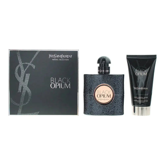 Ysl Black Opium 2 Pcs Set: 1.6 Eau De Parfum Spray + 1.6 Shimmering Body Lotion Yves Saint Laurent