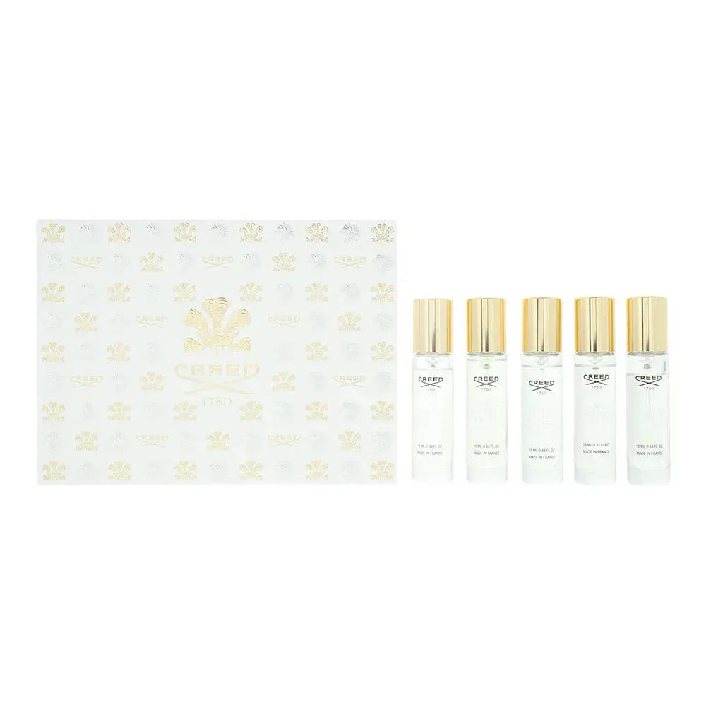 Creed 5 * 0.33 Eau De Parfum Spray Set For Men: Aventus + Aventus Cologne + Green Irish Tweed + Silver Mountain Water + Millesime Imperial Creed