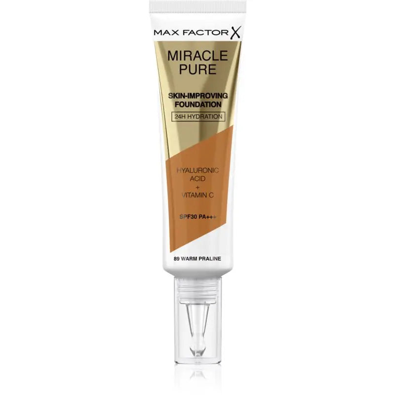 Max Factor Miracle Pure Skin Improving 24H Hydration 89 Warm Praline Foundation 30ml Max Factor