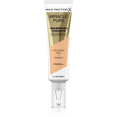 Max Factor Miracle Pure Skin Improving 24H Hydration 32 Light Beige Foundation 30ml Max Factor