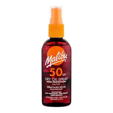 Malibu Spf 50 Dry Oil Spray High Protection Water Resistant 100ml - The Beauty Store
