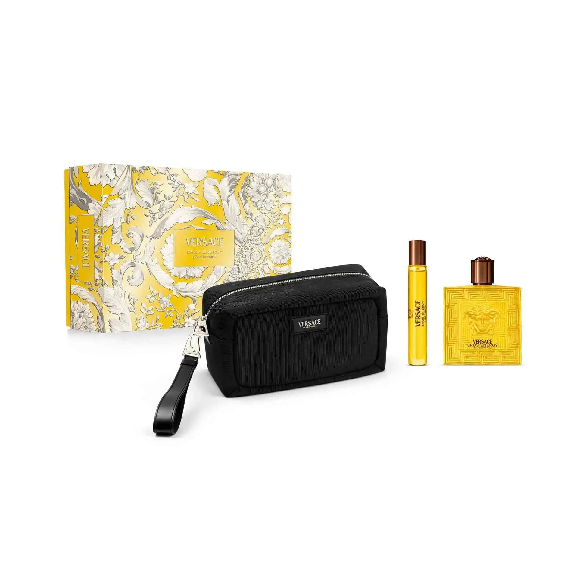Versace Eros Energy 3 Pcs Set For Men: 3.4 Eau De Parfum Spray + 0.3 Eau De Parfum Spray + Pouch Versace