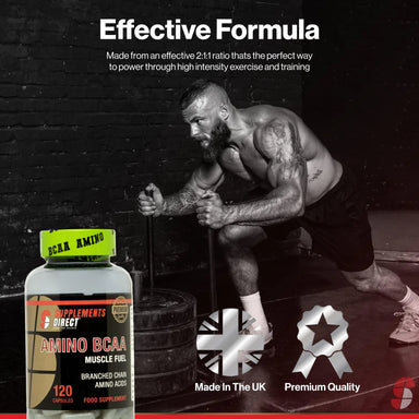 Supplements Direct Amino BCAA Muscle Fuel 120 Capsules - 2 Month Supply Supplements Direct