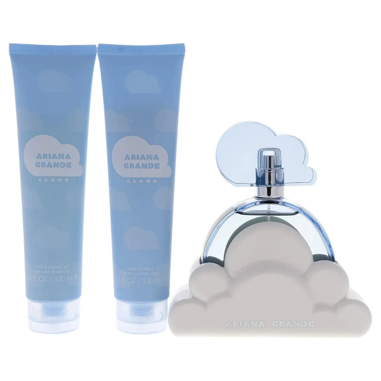 Ariana Grande Cloud 3 Pcs Set For Women: 3.4 Eau De Parfum Spray + 3.4 Bath And Shower Gel + 3.4 Body Souffle Ariana Grande