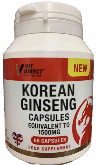 Vit Direct Korean Ginseng 1500mg 60 Capsules - 1 Month Supply Vit Direct