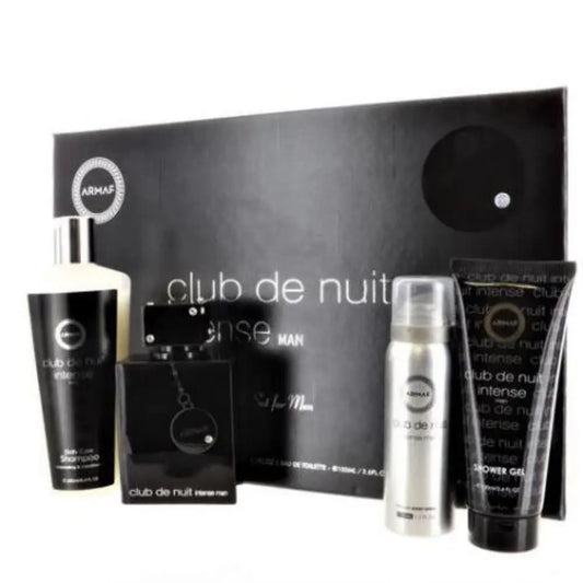 Armaf Club De Nuit Intense 4 Pcs Set For Men: 3.6 Eau De Toilette Spray + 3.4 Shower Gel + 1.7 Perfume Body Spray + 8.4 Shampoo Armaf