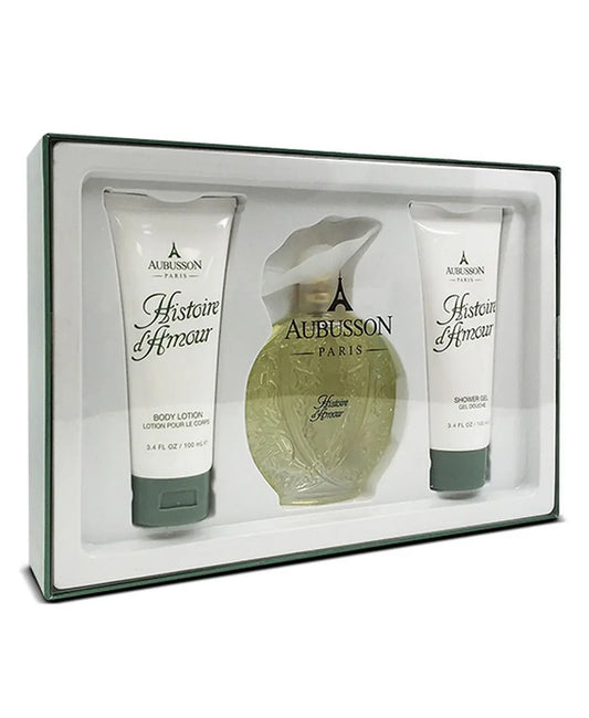 Histoire D'Amour 3 Pcs Set For Women: 3.4 Eau De Toilette Spray + 3.4 Body Lotion + 3.4 Shower Gel Aubusson