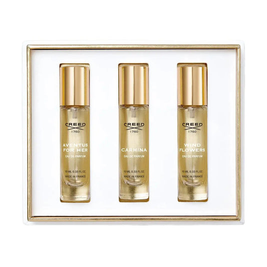 Creed 3 * 0.33 Eau De Parfum Spray Set For Women: Aventus For Her + Carmina + Wind Flowers Creed