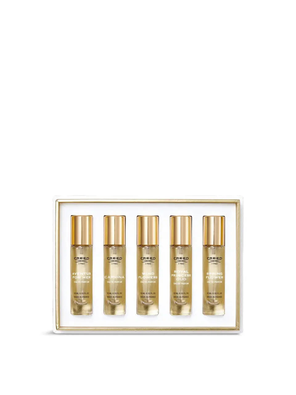 Creed 5 * 0.33 Eau De Parfum Spray Set For Women: Aventus For Her + Carmina + Wind Flowers + Royal Princess Oud + Spring Flower Creed
