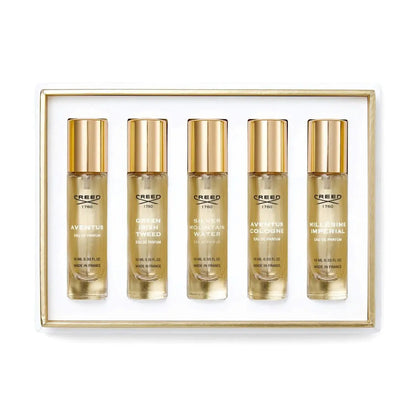 Creed 5 * 0.33 Eau De Parfum Spray Set For Men: Aventus + Aventus Cologne + Green Irish Tweed + Silver Mountain Water + Millesime Imperial Creed