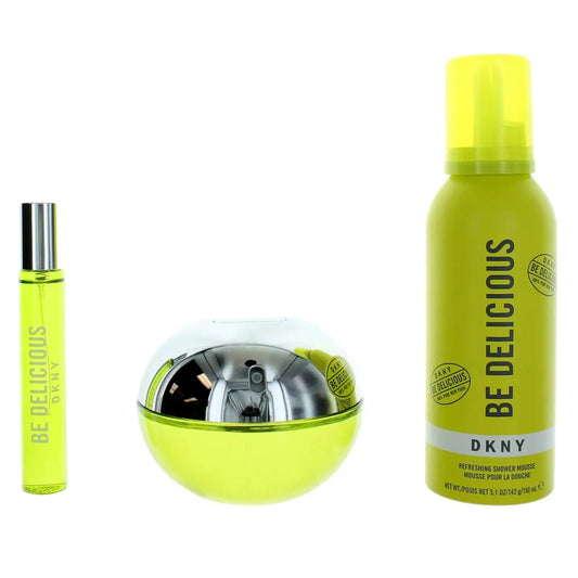 Dkny Be Delicious 3 Pcs Set For Women: 3.4 Eau De Parfum Spray + 0.5 Eau De Parfum Spray + 5.1 Shower Mousse Donna Karan New York