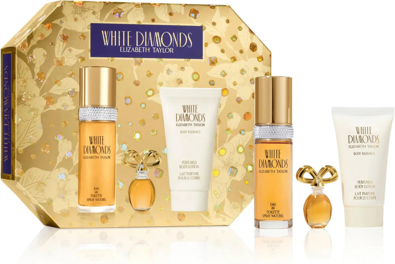 White Diamonds 3 Pcs Set For Women: 1 Oz Eau De Toilette Spray + 3.7 Ml Parfum Mini + 1.7 Perfumed Body Lotion Elizabeth Taylor