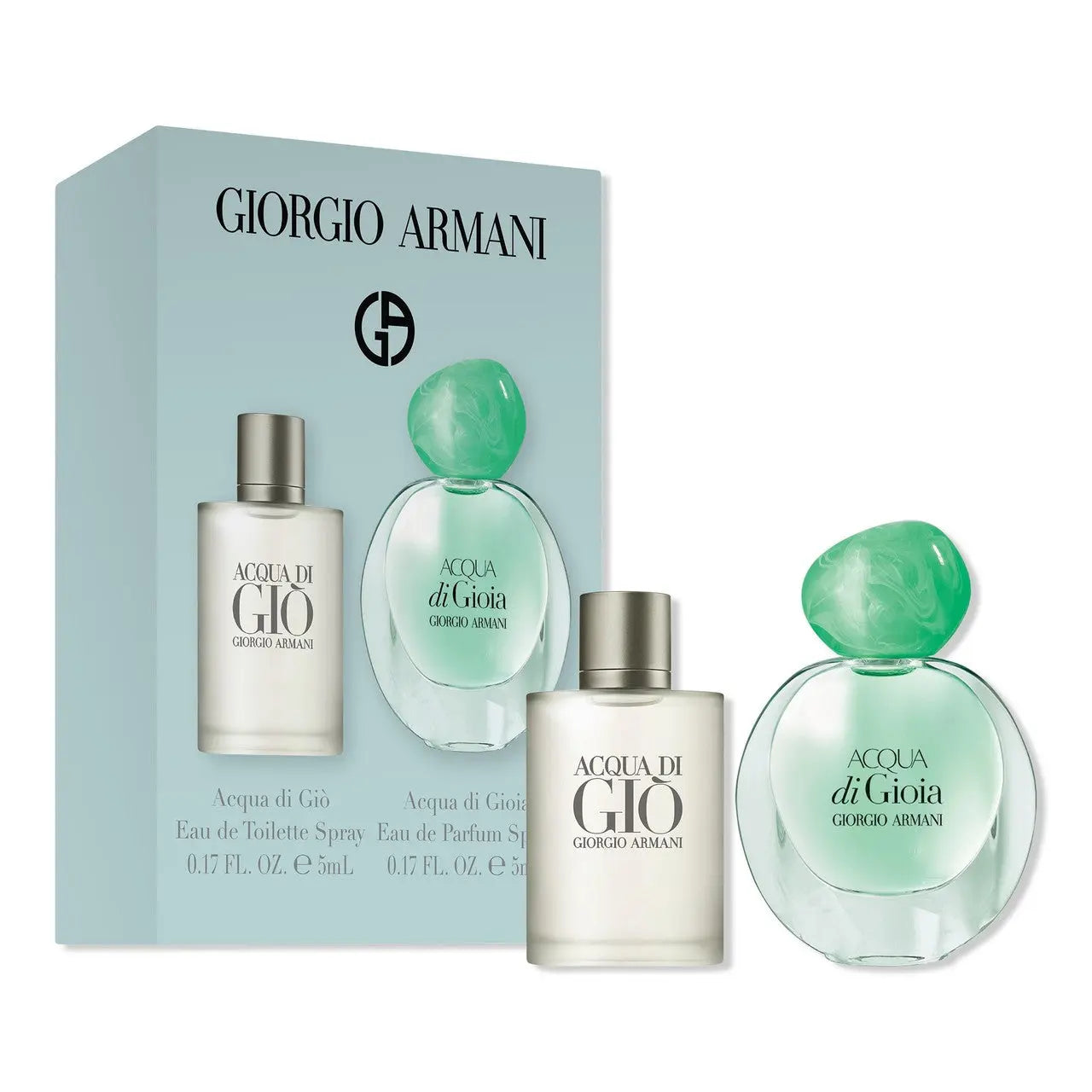 Armani 2 Pcs Set: Acqua Di Gio Men 5 Ml Eau De Toilette Mini + Acqua Di Gioia 5 Ml Eau De Parfum Mini Giorgio Armani