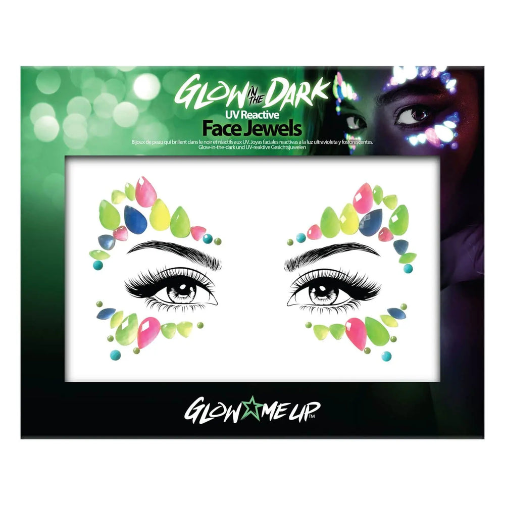 Glow Me Up Glow in the Dark UV Reactive Face Jewels - Various Styles - The Beauty Store