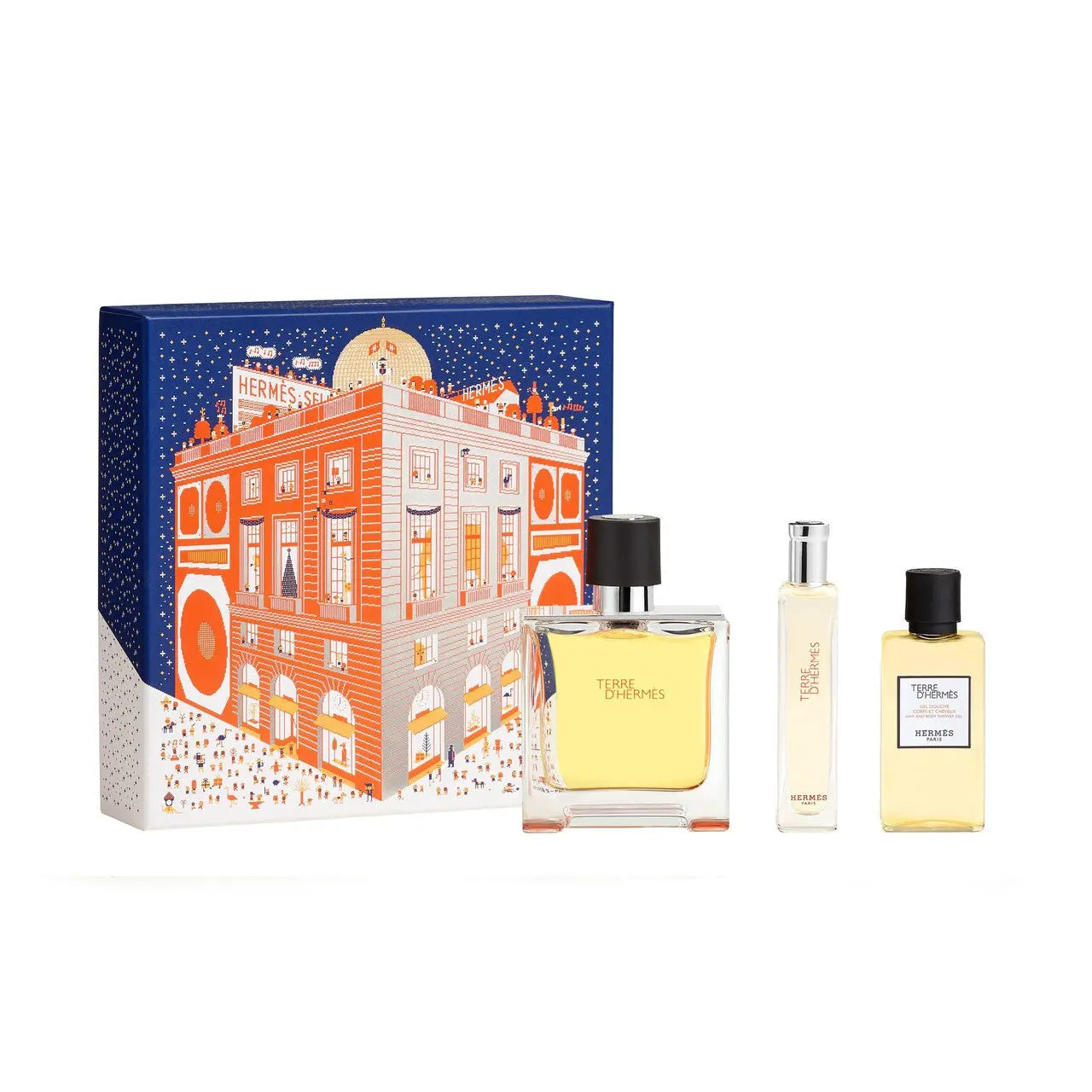 Hermes Terre D'Hermes Pure Perfume 3 Pcs Set For Men: 2.5 Parfum Spray + 0.5 Oz Parfum Spray + 1.35 Hair And Body Shower Gel Hermes