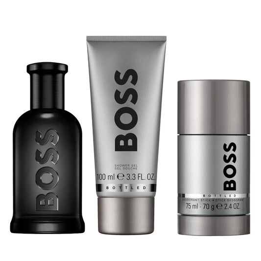 Hugo Boss Bottled Parfum 3 Pcs Set For Men: 3.3 Parfum Spray + 3.3 Shower Gel + 2.4 Deodorant Stick Hugo Boss