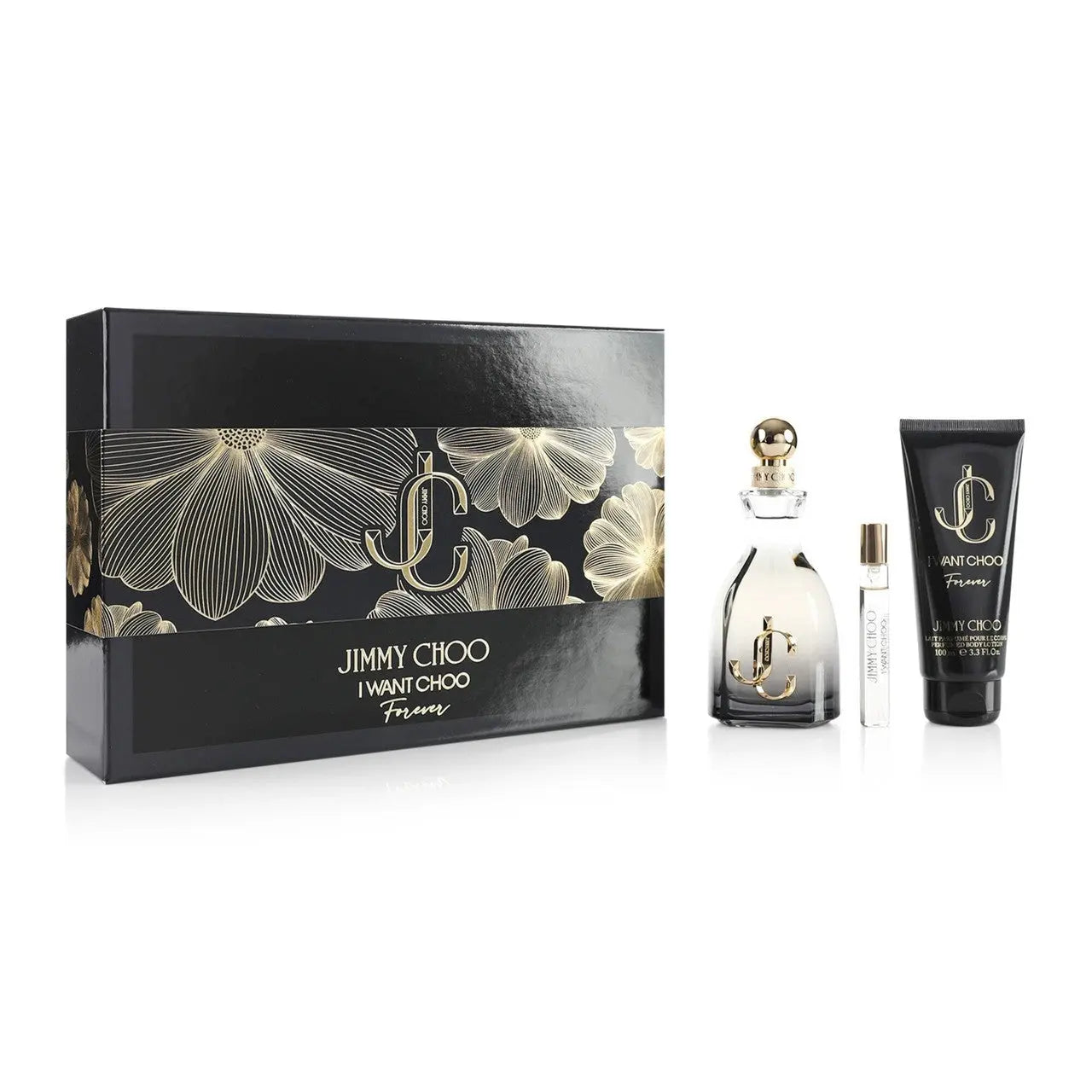 Jimmy Choo I Want Choo Forever 3 Pcs Set For Women: 3.3 Eau De Parfum Spray + 0.25 Eau De Parfum Spray + 3.3 Body Lotion.. Jimmy Choo