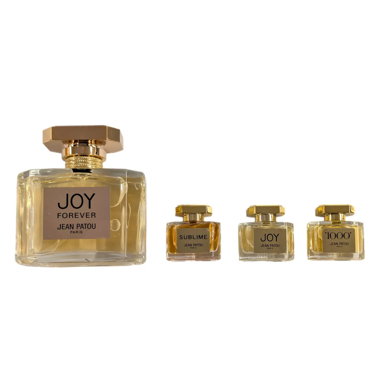 Jean Patou 4 Pcs Set: Joy Forever 2.5 Eau De Parfum Spray + 1000 5 Ml Eau De Parfum Mini + Joy 5 Ml Eau De Parfum Mini + Sublime 5 Ml Eau De Parfum Mini Jean Patou