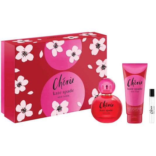 Kate Spade Cherie 3 Pcs Set For Women: 3.3 Eau De Parfum + 0.25 Eau De Parfum + 3.3 Body Lotion Kate Spade