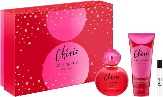 Kate Spade Cherie 3 Pcs Set For Women: 3.3 Eau De Parfum Spray + 0.25 Eau De Parfum Spray + 3.3 Body Lotion Kate Spade