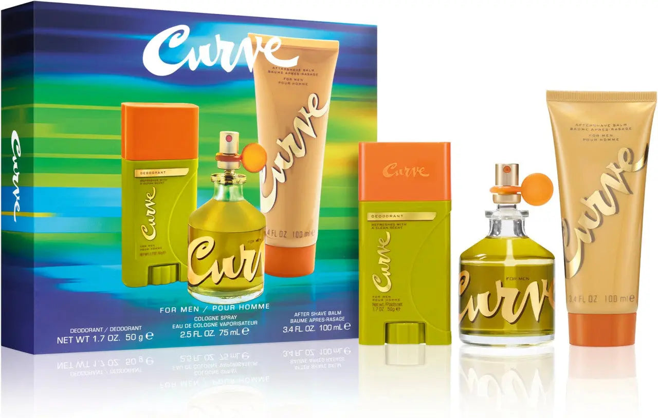 Curve 3 Pcs Set For Men: 2.5 Cologne Spray + 1.7 Deodorant Stick + 3.4 After Shave Balm Curve