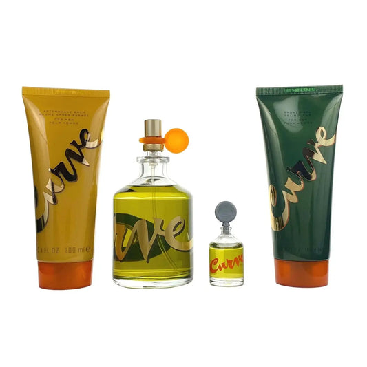 Curve 4 Pcs Set For Men: 4.2 Oz Cologne Spray + 3.4 Aftershave Balm + 3.4 Shower Gel + 0.25 Oz Cologne Liz Claiborne