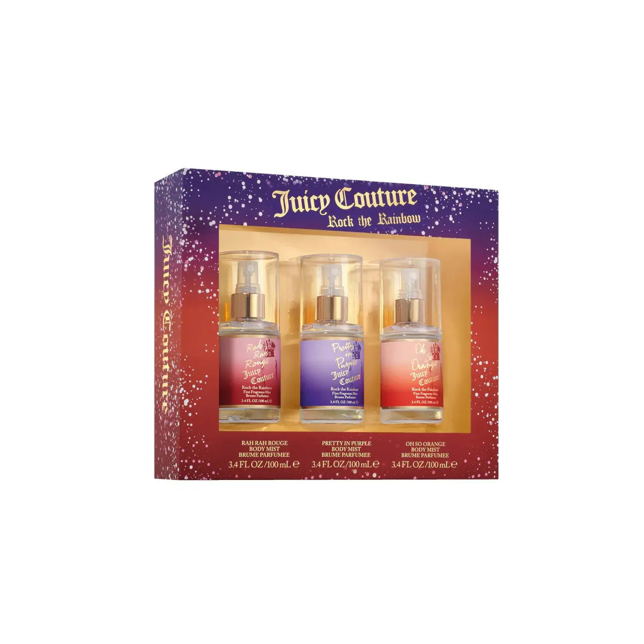 Juicy Couture 3 * 3.4 Body Mist Spray Set For Women: Rah Rah Rouge + Pretty In Purple + Oh So Orange Juicy Couture