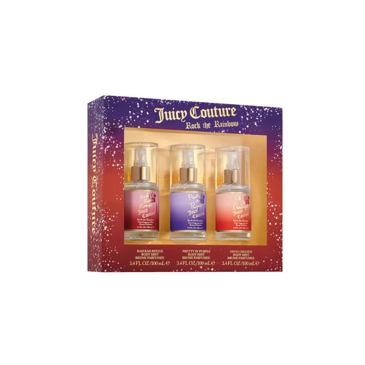 Juicy Couture 3 * 3.4 Body Mist Spray Set For Women: Rah Rah Rouge + Pretty In Purple + Oh So Orange Juicy Couture