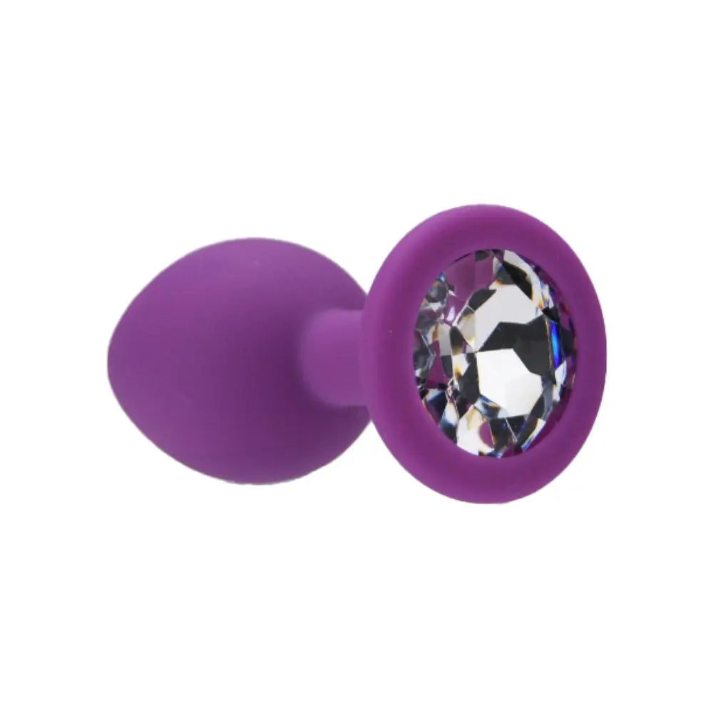 Loving Joy Jewelled Silicone Butt Plug Purple -Small