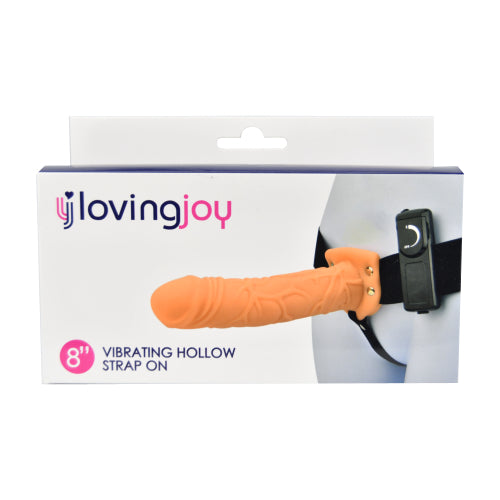 Loving Joy 8 Inch Vibrating Hollow Strap On Vanilla Loving Joy