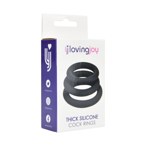 Loving Joy Thick Silicone Cock Rings 3 Pack Grey Loving Joy