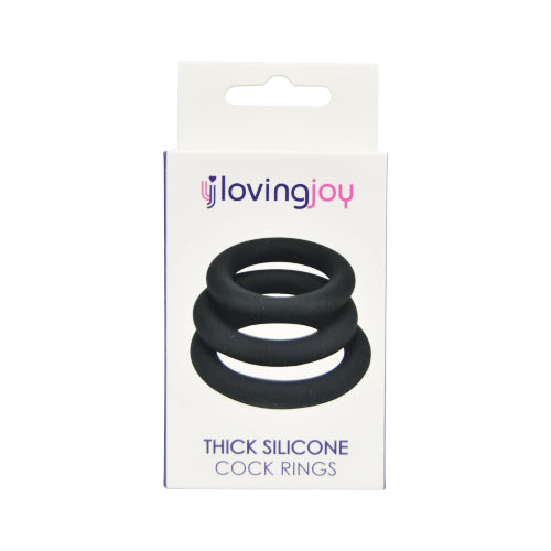 Loving Joy Thick Silicone Cock Rings 3 Pack Grey Loving Joy