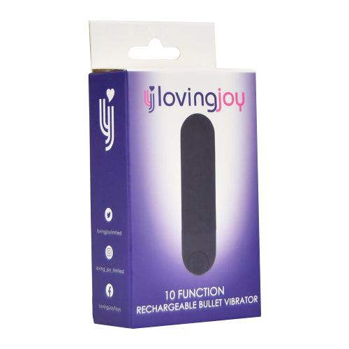 Loving Joy 10 Function Rechargeable Bullet Vibrator Black Loving Joy