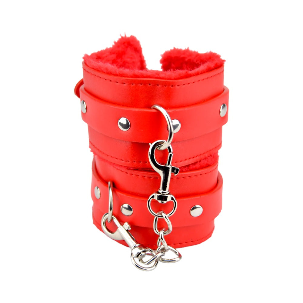 Bound to Please Furry Plush Wrist Cuffs Red Bound to Please